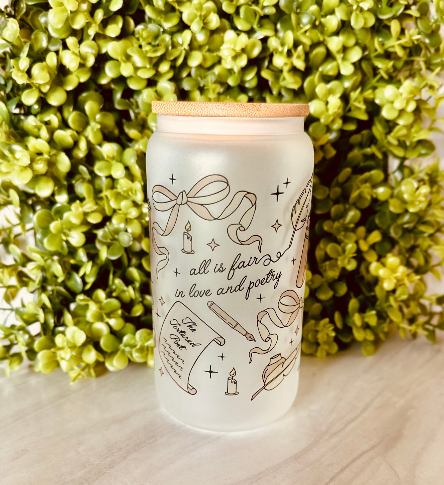 All is fair in love & poetry glass cup