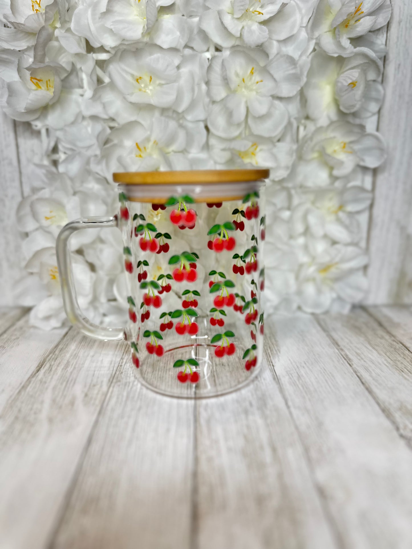 Cherry glass mug