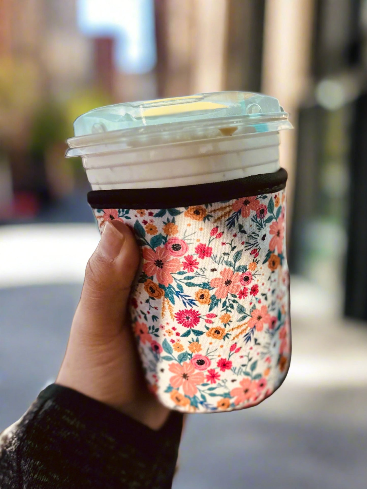 Floral cup sleeve