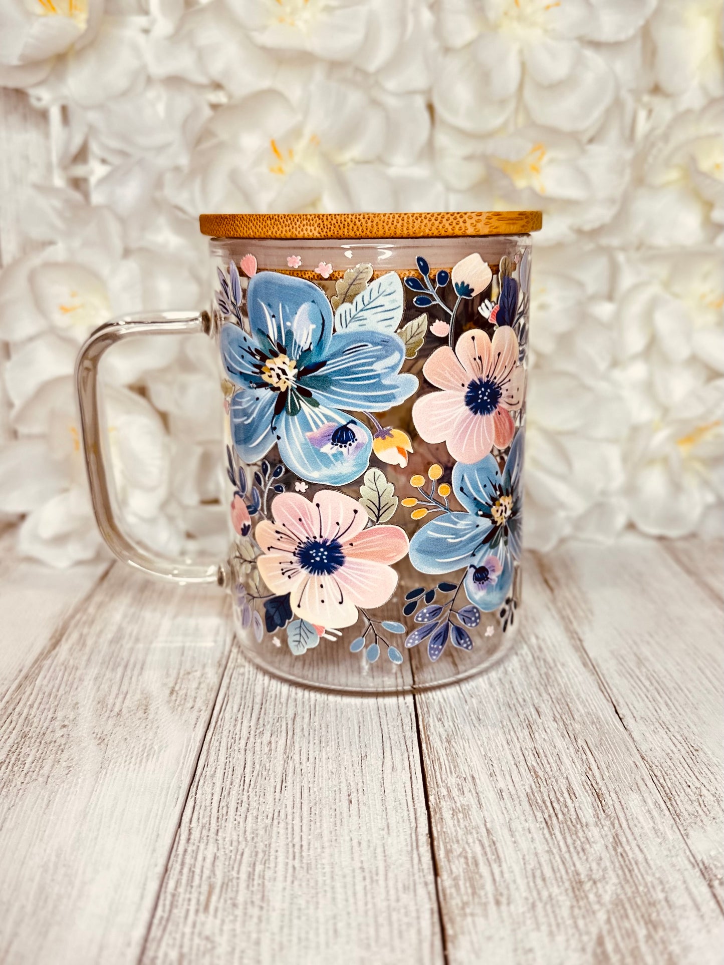 Beautiful Flowers Glass Mug