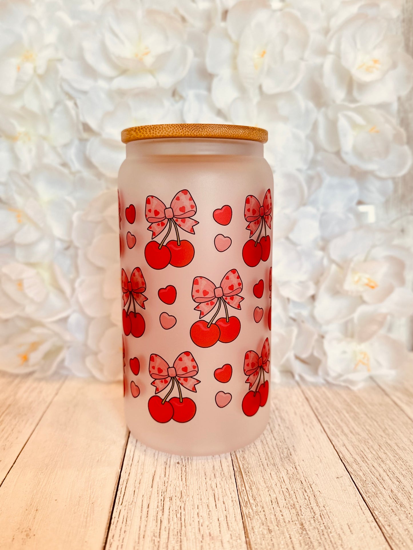 Valentines Cherry Glass Cup