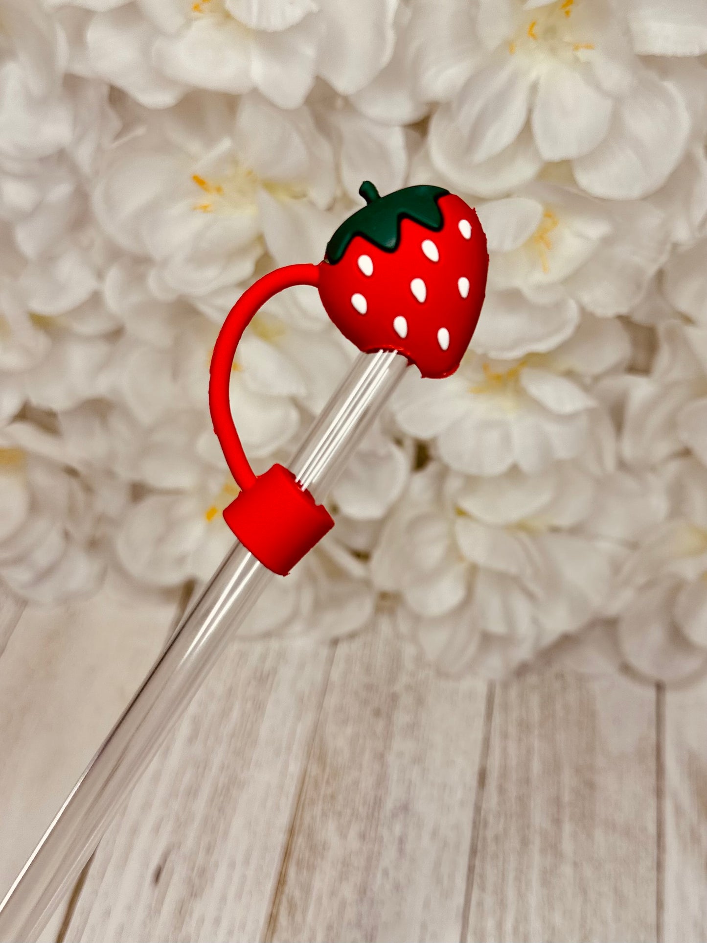 Red strawberry straw cover