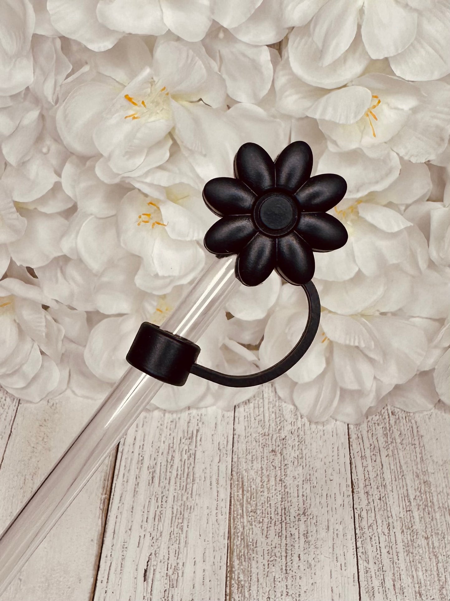 All black flower Straw cover