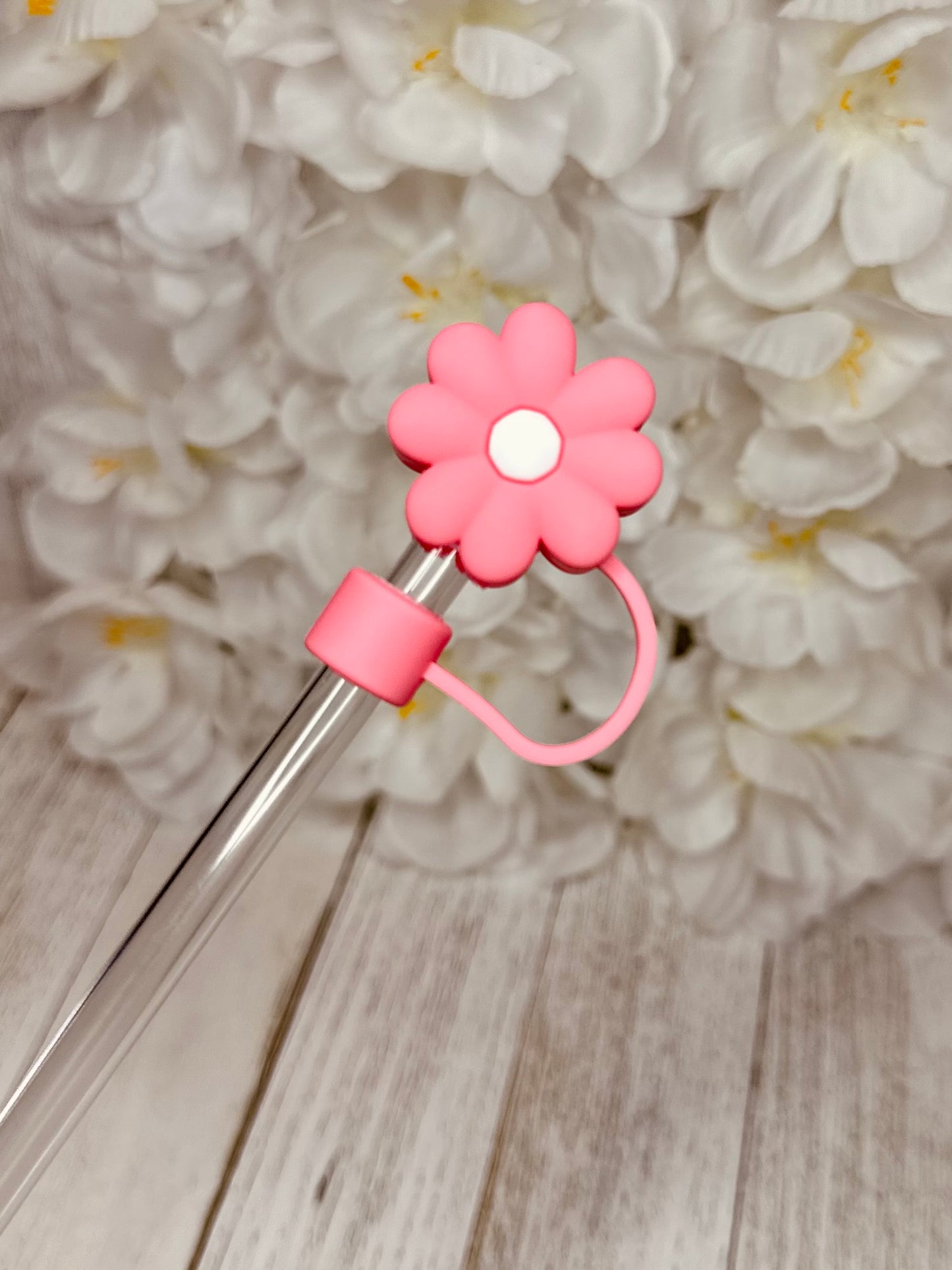 Pink Daisy Straw Cover