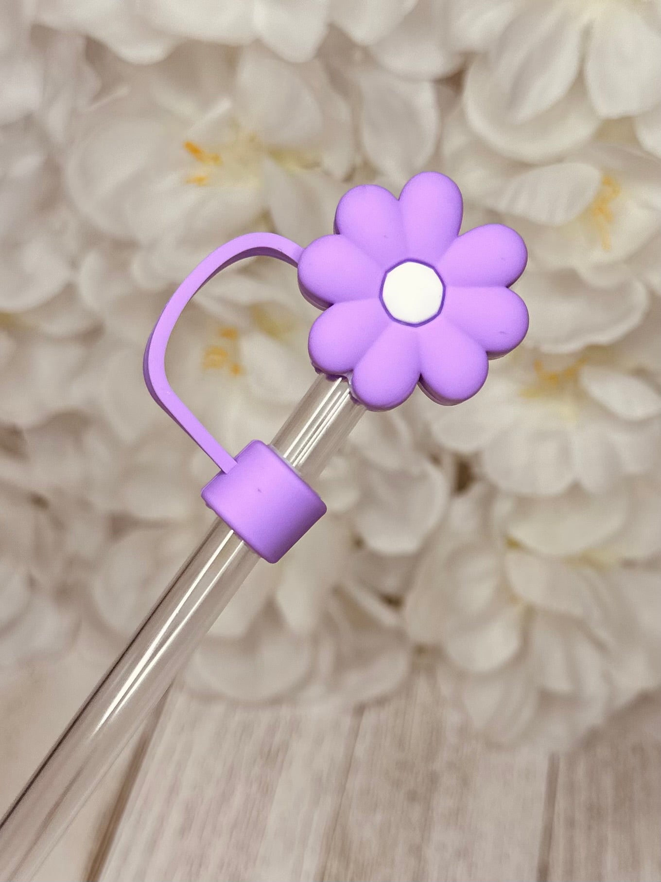 Purple Daisy Straw Cover
