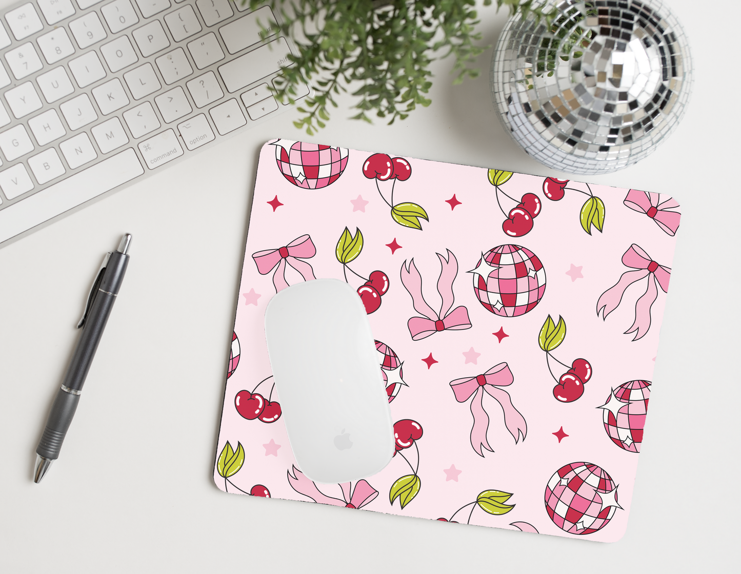 Cherry Bows & Disco Balls mouse pad