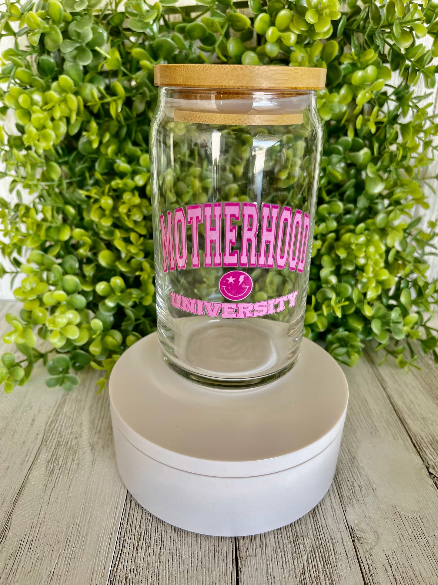 Motherhood University Glass Cup