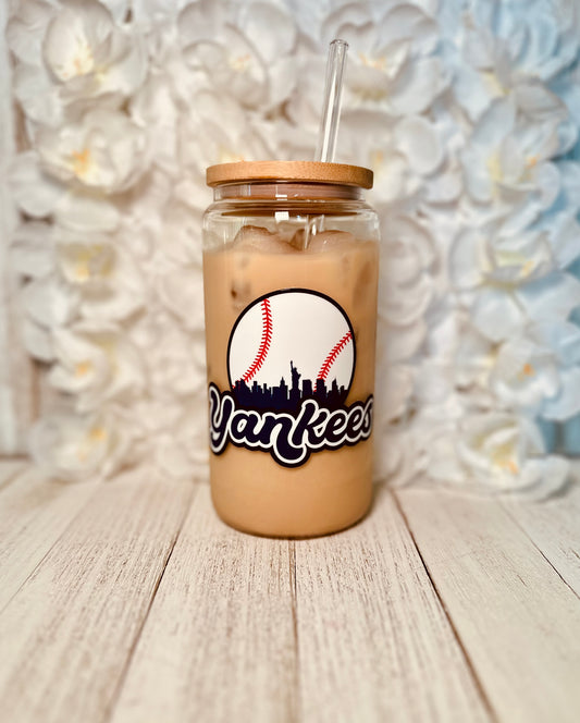 NY Yankees Glass Cup