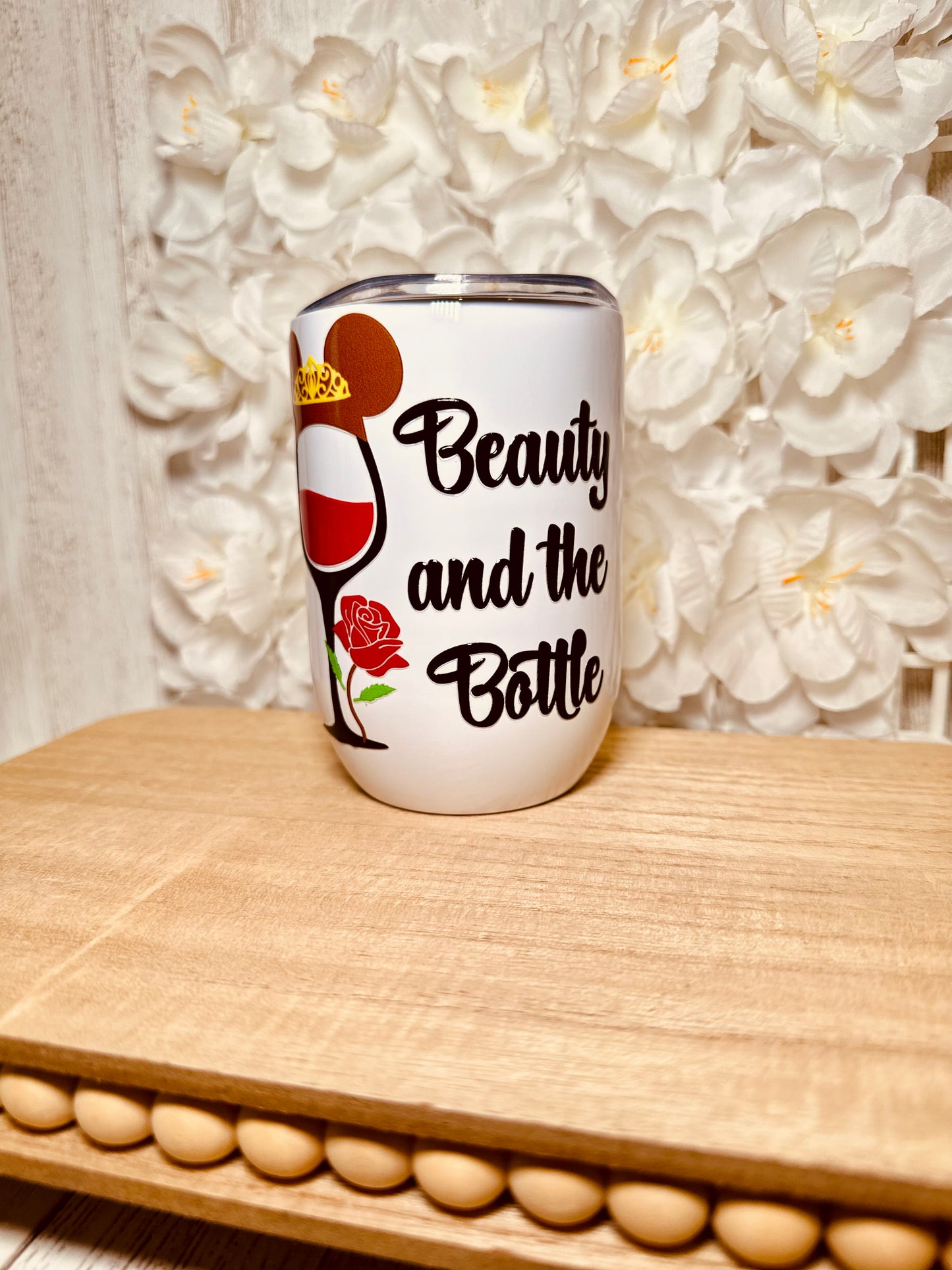 Beauty & the bottle wine tumbler