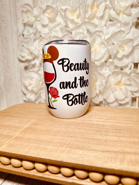 Beauty & the bottle wine tumbler