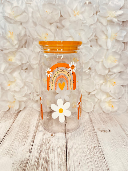 Neutral Rainbiw & Daisies Plastic Cup