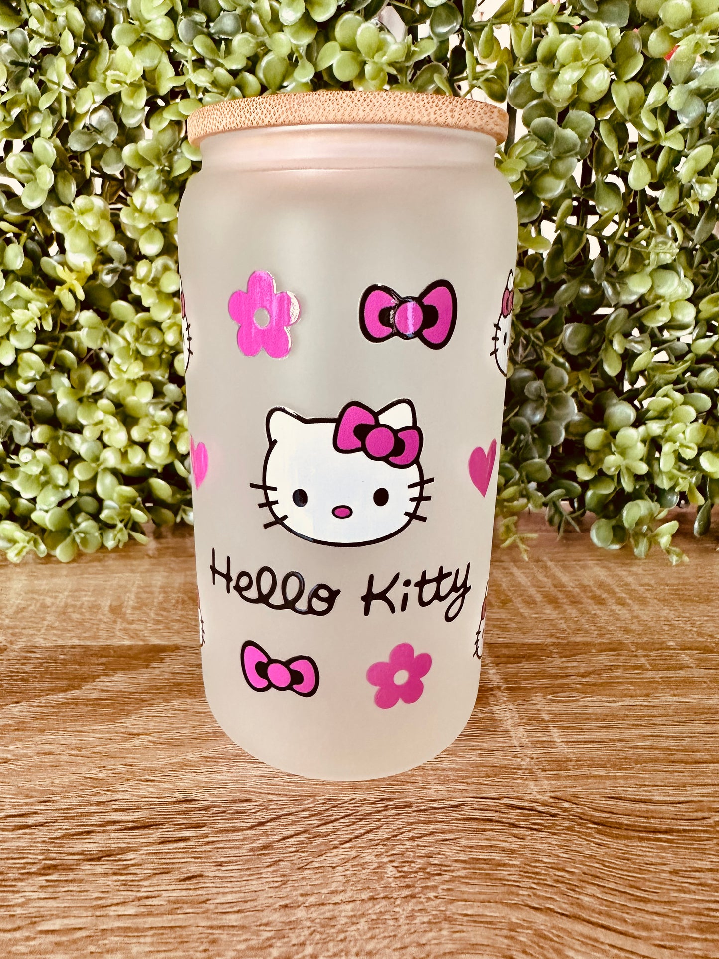 Hello Kitty Frosted Glass Cup
