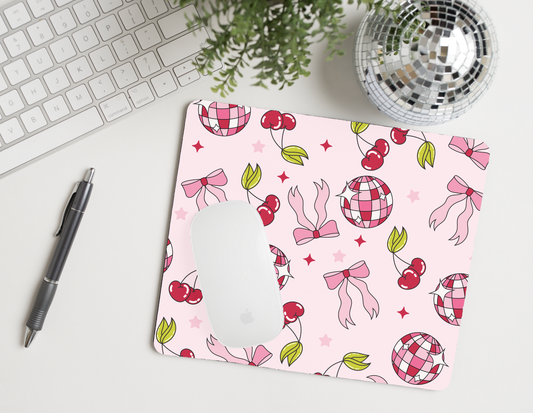 Cherry Bows & Disco Balls mouse pad