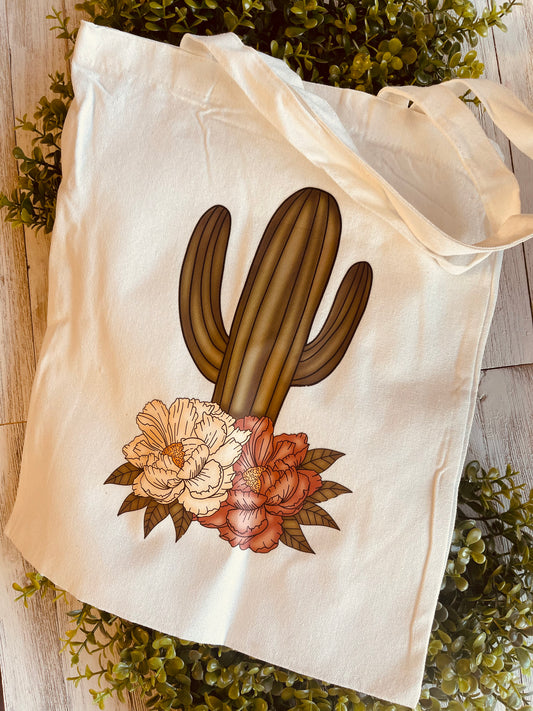 Flowered Cactus Tote Bag